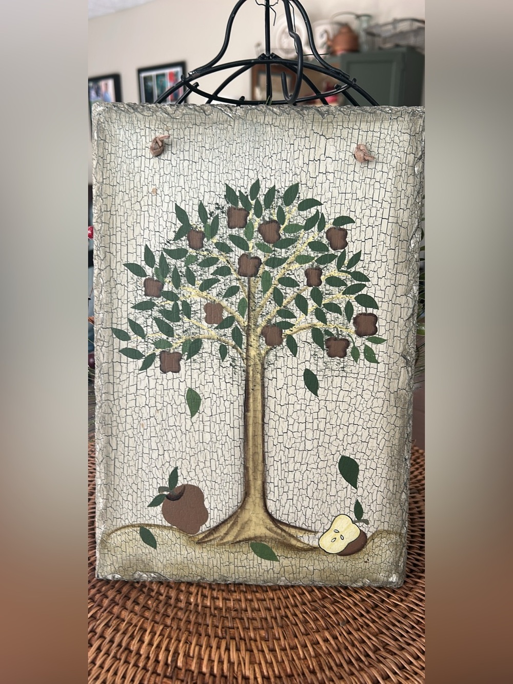 Handcrafted Apple Tree Wall Art - Green & Brown Home Wall Decor
